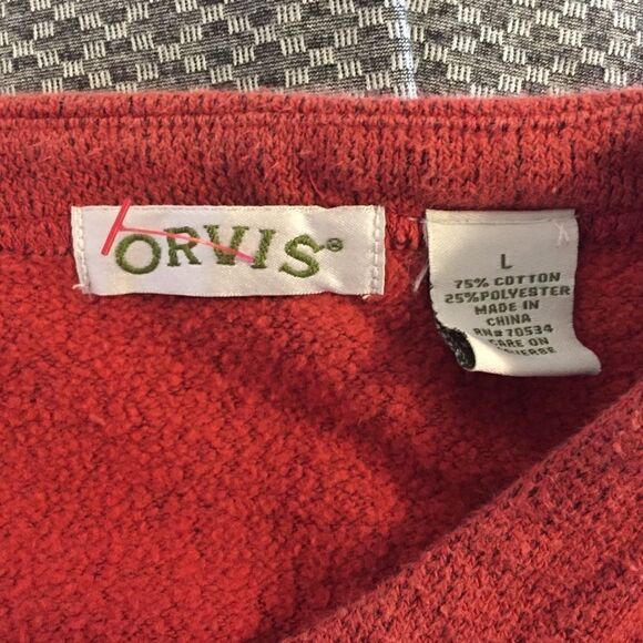 Orvis Rust Round Neck Button Front Cotton Cardigan Women’s Sz L - Picture 5 of 5